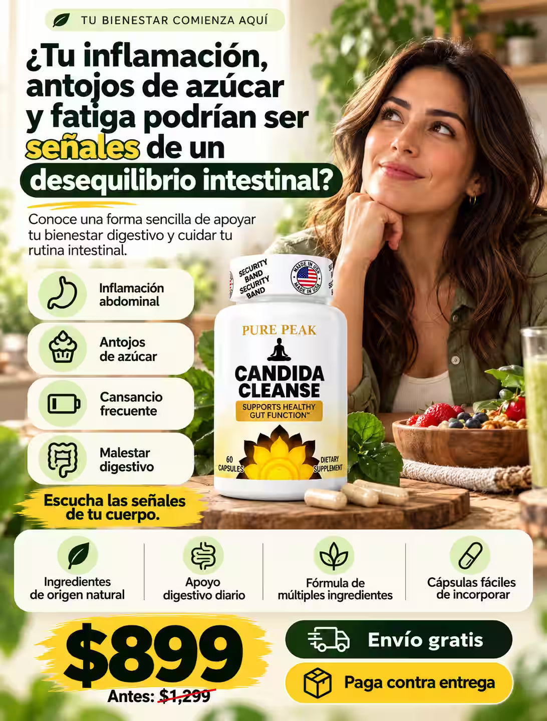 Candida Cleanse Rutina Intestinal 60 Capsulas